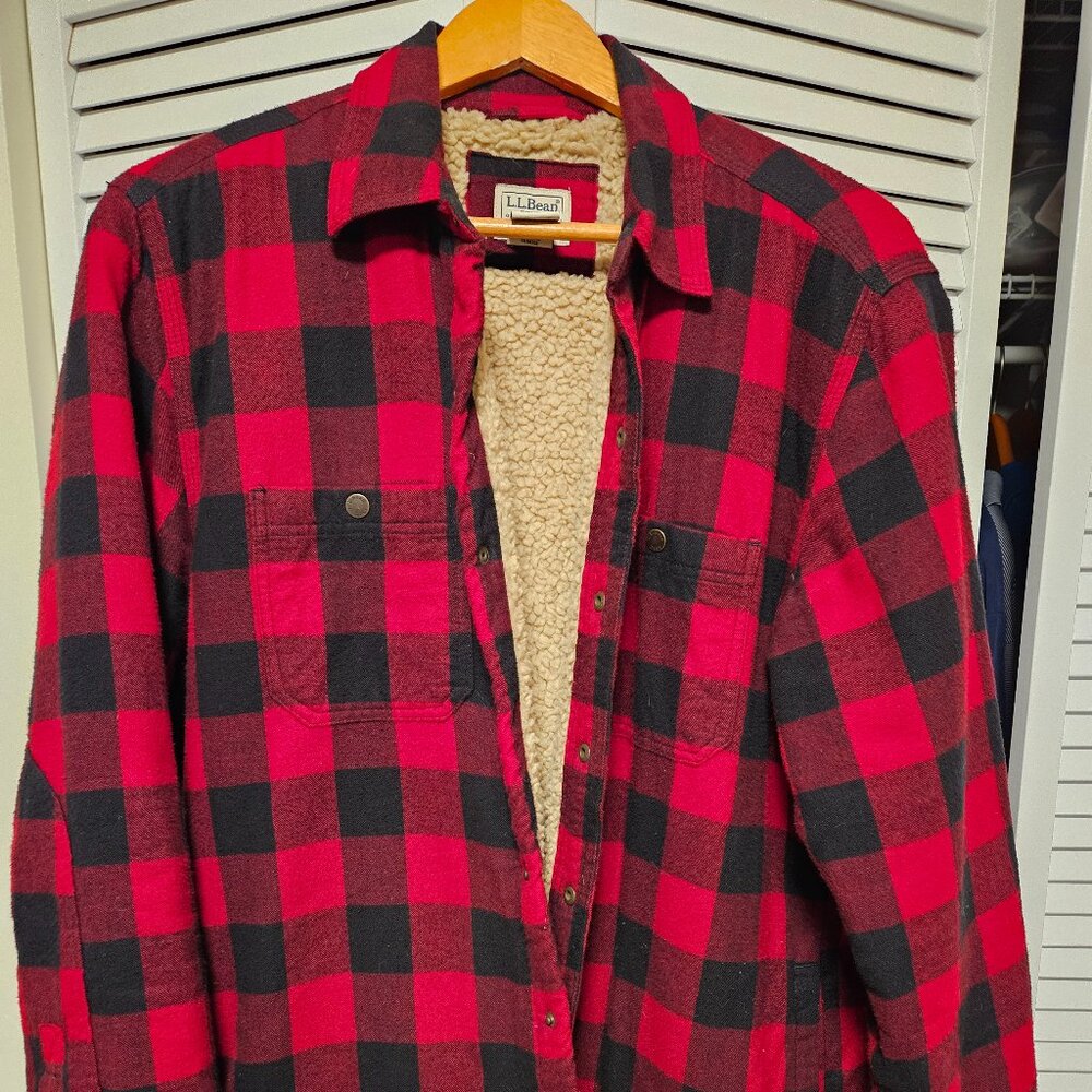 Men's Sherpa-Lined Scotch Plaid Shirt, Slightly Fitted, Regular